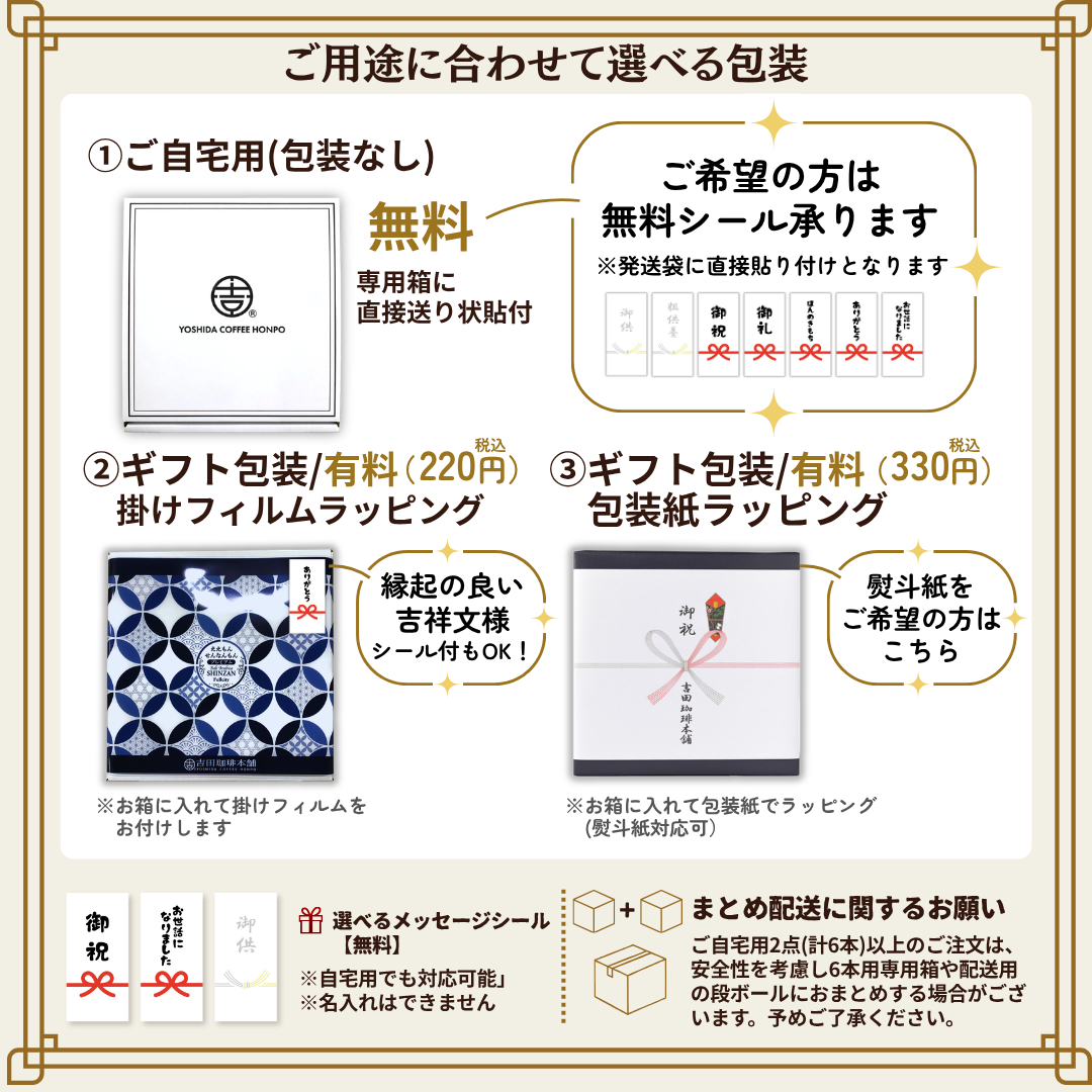 ご用途に合わせて選べる包装